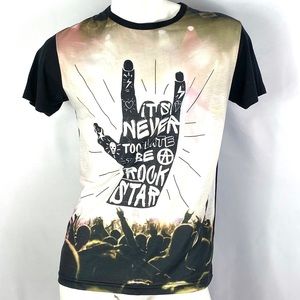 Inside | Mens Large Black Crew Neck Graphic Tee